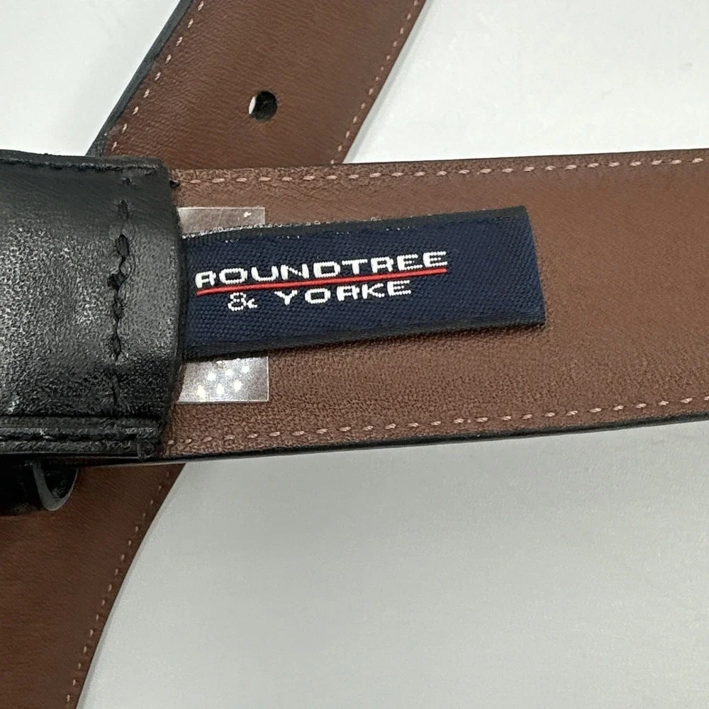 Roundtree & Yorke Belt Mens Size 52 Black Full Grain Cowhide Leather‎ Classic